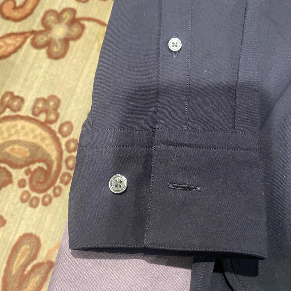 Hugo Boss Stand Collar Navy Button-Up Shirt - Picture 7 of 7